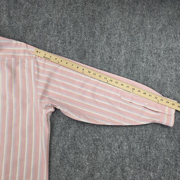 Brooks Brothers Shirt Mens XL Pink Striped Woven Oxford Cloth Supima Button Down - Picture 9 of 16